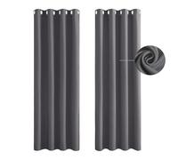 100% Blackout Curtains Eyelet 60 x 250 cm Windproof Soundproof Double Layer Curtains Full Blackout Curtains Bedroom Thermal Curtains 2 Panels for Window Treatment, Dark Grey