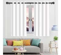 100% Blackout Curtains for Bedroom 196 x 224 cm Eyelet Insulated Blackout Thermal Curtains for Bedroom for Summer Winter Living Room, White
