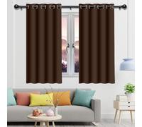 100% Blackout Curtains for Bedroom 204 x 222 cm Eyelet Insulated Blackout Thermal Curtains for Bedroom for Summer Winter Living Room, Brown