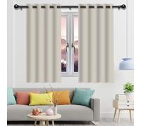 100% Blackout Curtains for Bedroom 212 x 215 cm Eyelet Insulated Blackout Thermal Curtains for Bedroom for Summer Winter Living Room, Beige