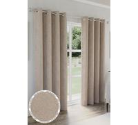 100% Blackout Curtains - Thermal/Energy Saving Linen Look Pair with Eyelets For Living Room & Bedrooms Enhanced Living Natural 168cm width x 229cm drop