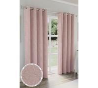 100% Blackout Curtains - Thermal/Energy Saving Linen Look Pair with Eyelets For Living Room & Bedrooms Enhanced Living Pink 117cm width x 229cm drop