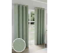 100% Blackout Curtains - Thermal/Energy Saving Linen Look Pair with Eyelets For Living Room & Bedrooms Enhanced Living Green 168cm width x 137cm drop