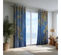 100% Blackout Curtains with Microfiber Layer Eyelet Thermal Noise reduction, Blue Collection in Forest Autumn Realistic - Width 66” x Drop 90” (168 x 232)