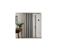 'Strata' Dim out woven Eyelet Single Panel Door Curtain Fusion Silver 168cm width x 214cm drop