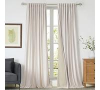 100% Blackout Ivory Off White Velvet Curtains 90 inch Long for Living Room,Set of 2 Panels Liner Rod Pocket Back Tab Thermal Window Drapes Room Darkening Heavy Decorative Curtains for Bedroom