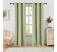 100% Blackout Linen Curtains for Bedroom,Sage Green Blackout Curtains 84 Inch Length 2 Panels Set,Textured Farmhouse Window Curtains for Living Room,Grommet Room Darkening Curtains,42" W x 84" L