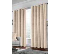 100% Blackout Luxury Supersoft Velvet Thermal Eyelet Curtains for Living Room & Bedrooms Enhanced Living Cream 229cm width x 229cm drop