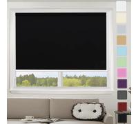100% Blackout Roller Blinds 80 x 130 cm Waterproof Fabric Window Covering with Beaded Chain Ideal for Doors & Windows Elegant Black Design for Light Control