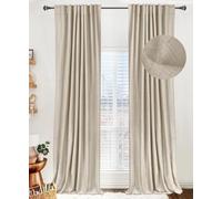 100% Blackout Shield Linen Blackout Curtains for Bedroom 102 Inches Long,Back Tab/Rod Pocket Living Room Drapes,Thermal Insulated Textured Blackout Curtains 2 Panels Set,50" W x 102" L,Oatmeal