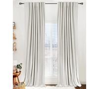 100% Blackout Shield Linen Blackout Curtains for Bedroom 63 Inches Long, Back Tab/Rod Pocket Living Room Drapes, Thermal Insulated Blackout Curtains 2 Panels Set, 50" W x 63" L, Beige