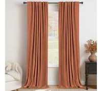 100% Blackout Shield Linen Blackout Curtains for Bedroom 84 Inches Long, Back Tab/Rod Pocket Living Room Drapes, Thermal Insulated Blackout Curtains 2 Panels Set, 50" W x 84" L, Burnt Orange