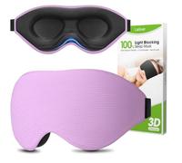 100% Blackout Sleep Mask for Women Men- Laitver Perfect Eye Sleeping Mask for Side Sleeper, Zero Eye Pressure, 3D Cutout Ultra Soft & Comfortable Blindfold for Travel Essentials/Nap- Purple