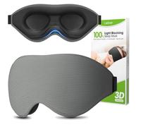100% Blackout Sleep Mask for Women Men- Laitver Perfect Eye Sleeping Mask for Side Sleeper, Zero Eye Pressure, 3D Cutout Ultra Soft & Comfortable Blindfold for Travel Essentials/Nap- Light Grey