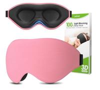 100% Blackout Sleep Mask for Women Men- Laitver Perfect Eye Sleeping Mask for Side Sleeper, Zero Eye Pressure, 3D Cutout Ultra Soft & Comfortable Blindfold for Travel Essentials/Nap- Pink