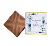 100 Blue Flowers Personalised Chocolate Wedding Favours (Milk)