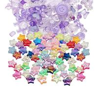 100 Bracelet Beads, 1 Pack Of Purple Beads, Five-Pointed Star Love Beads, Diy Jewelry Charm Beads, Bead Accessories