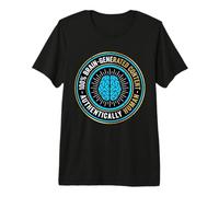 100% Brain-Generated Content Human Brain Retro Emblem Premium T-Shirt