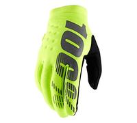 100% BRISKER ADULT MOTORBIKE MX GLOVES NEW 2019 Motocross Trials Enduro Quad Dirt PIT Kart Bike ATV MTB Off Road Sports Racing Cold Weather Gloves - FLUO YELLOW - XL