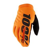 100% Brisker Cold Weather Long Finger Cycling Gloves Fluo Orange/Black