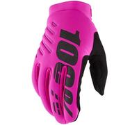 100% Brisker Cold Weather Womens Long Finger Cycling Gloves AW22 Neon Pink/Black