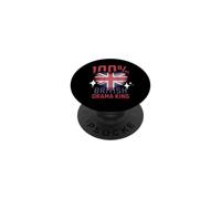 100% British Drama King Funny Great Britain Roots Flag Heart PopSockets Adhesive PopGrip