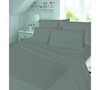 100% Brushed Cotton 4 Piece Flannel Sheet Set,Flat Sheet, Fitted Sheet with 2 Pillowcases, Brushed For Extra Softness, Warm,Easy Care Thermal Flannelette Sheet set (Grey, King (U.K. Standard))