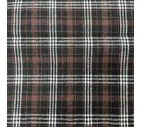 100% Brushed Cotton Colour Woven Tartan Plaid Check Traditional Lightweight Fabric by The Metre - Brown, White & Black