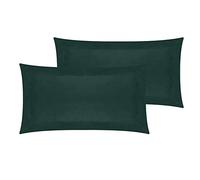 100% Brushed Cotton Duvet Cover Sets | Plain Dyed Reversible Flannelette Bedding Sets With Matching Pillowcases (Additional Oxford Pillowcase Pair, Dark Green) (BCDC)