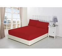 100% Brushed Cotton Flannelette 40CM/16 Extra Deep Fitted Sheets in 12 Colours Single Double King Super King (Red, Double)