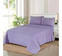 100% Brushed Cotton Flannelette Fitted Sheet - Extra Deep 32cm Flat Sheet & Pillowcases Soft Warm Winter Bedding | Single, Double, King, Super King | Multiple Colours (Lilac, Single-Flat)