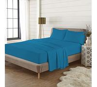 100% Brushed Cotton Flannelette Thermal Fitted Sheets Super Soft Warm Cosy Luxury Plain Fitted Sheet (Teal, Double)