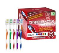100 Bulk toothbrushes Individually wrapped Medium bristle full head Oral-care manual multi-pack toothbrush sets with hygienic antibacterial cap perfect for brushing kids teeth adults travel toiletries