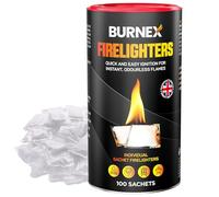 100 Burnex Wax Fire Lighters for Wood Burners - BBQ Fire Starter, Firelighters for Wood Burners - 100 Firestarters Individually Wrapped Firelighters BBQ for Open Fires and Logs, Firestarter Camping