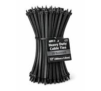 100 Cable Ties Black 12inch, Extra Wide 300mm x 4.8mm Heavy Duty Nylon Zip Ties, UV Resistant for Indoor & Outdoor Use