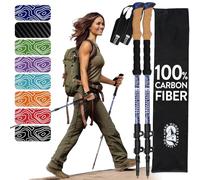 100% Carbon Fiber Trekking Poles by USA Brand - Ultra Strong Lightweight Collapsible Hiking Poles with Cork and EVA Foam Grips & Quick Adjustable Flip Locks