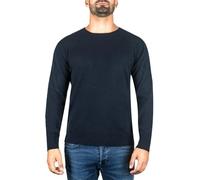 100% Cashmere Men's Crew Neck Sweater | Jumper (Blue/Navy, S)