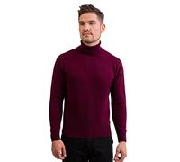 100% Cashmere Men's Turtle Polo Neck Jumper | Roll Neck Sweater (Red/Cranberry, L)