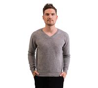 100% Cashmere Men's V-Neck Sweater | Jumper (Grey, S)