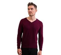 100% Cashmere Men's V-Neck Sweater | Jumper (Red/Cranberry, L)