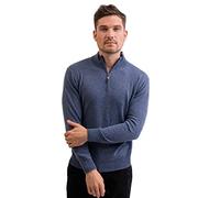 100% Cashmere Men's Zip Neck Jumper | Sweater (Blue/Jeans, M)