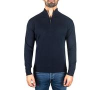 100% Cashmere Men's Zip Neck Jumper | Sweater (Blue/Navy, M)