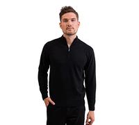 100% Cashmere Men's Zip Neck Jumper | Sweater (Grey/Dark Anthracite, XXL)