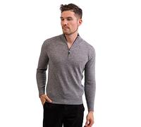 100% Cashmere Men's Zip Neck Jumper | Sweater (Grey, S)