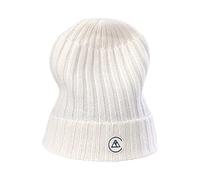 100% Cashmere Rib Hat | Beanie (White/Snow White, One Size)