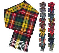 100% Cashmere Scarf - Authentic Scottish Tartan scarves, 64.5x10 Inch, Extra-Soft & Warm, Premium Unisex Wool Wrap - Yellow check - Fathers Day, Wedding Day, Mothers Day Gift - Buchanan Modern