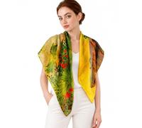100% Cashmere Scarf Wrap - Ultra Soft Large Square Shawl for Women, Artistic Painting Design | Luxury Gift Box