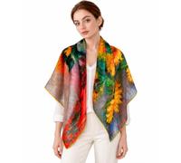 100% Cashmere Scarf Wrap - Ultra Soft Large Square Shawl for Women, Artistic Painting Design | Luxury Gift Box