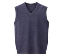 100% Cashmere Sweater Vest Knitted Vest V-Neck Sleeveless Pullover Gilet Business Gentleman Waistcoat for Men