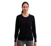 100% Cashmere Women's Crew Neck Cardigan (Black, M)